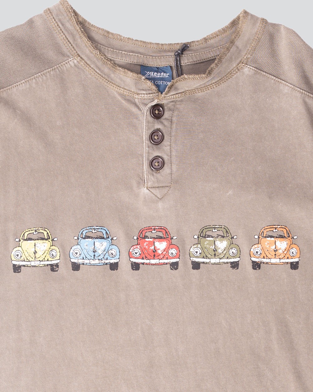 Stonewashed T- shirt with buttons - 5 cars