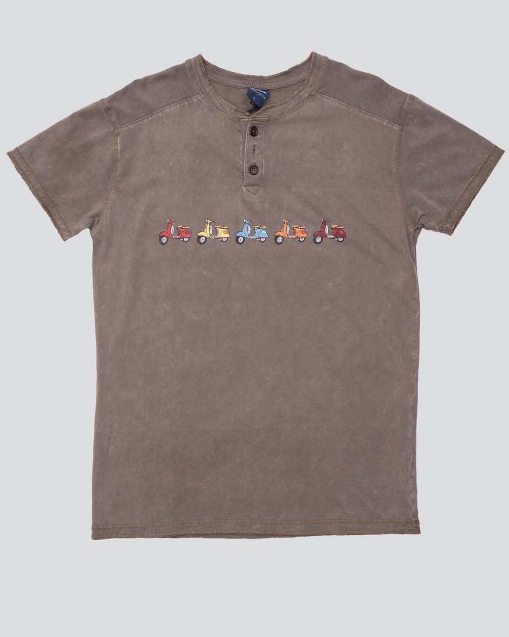 Πετροπλυμένο T-shirt με κουμπιά- 5 μηχανές